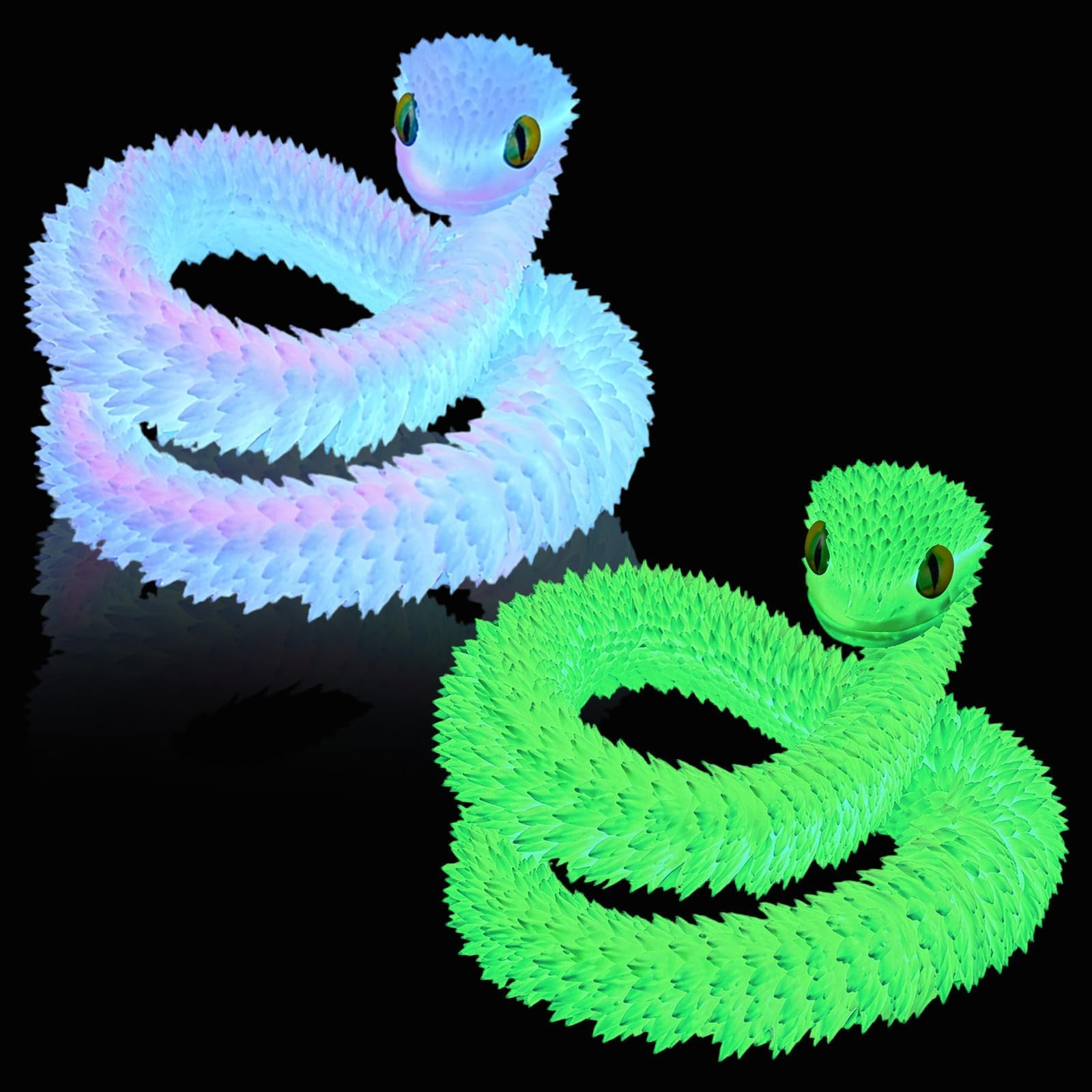 TUBAWD 2PCS 3d Printed Snake, 3d Printed Animals, Snake - Great Snake Decoration for Home Office Party, 60CM Long Printed, Props Novelty Gifts for Nature Lovers
