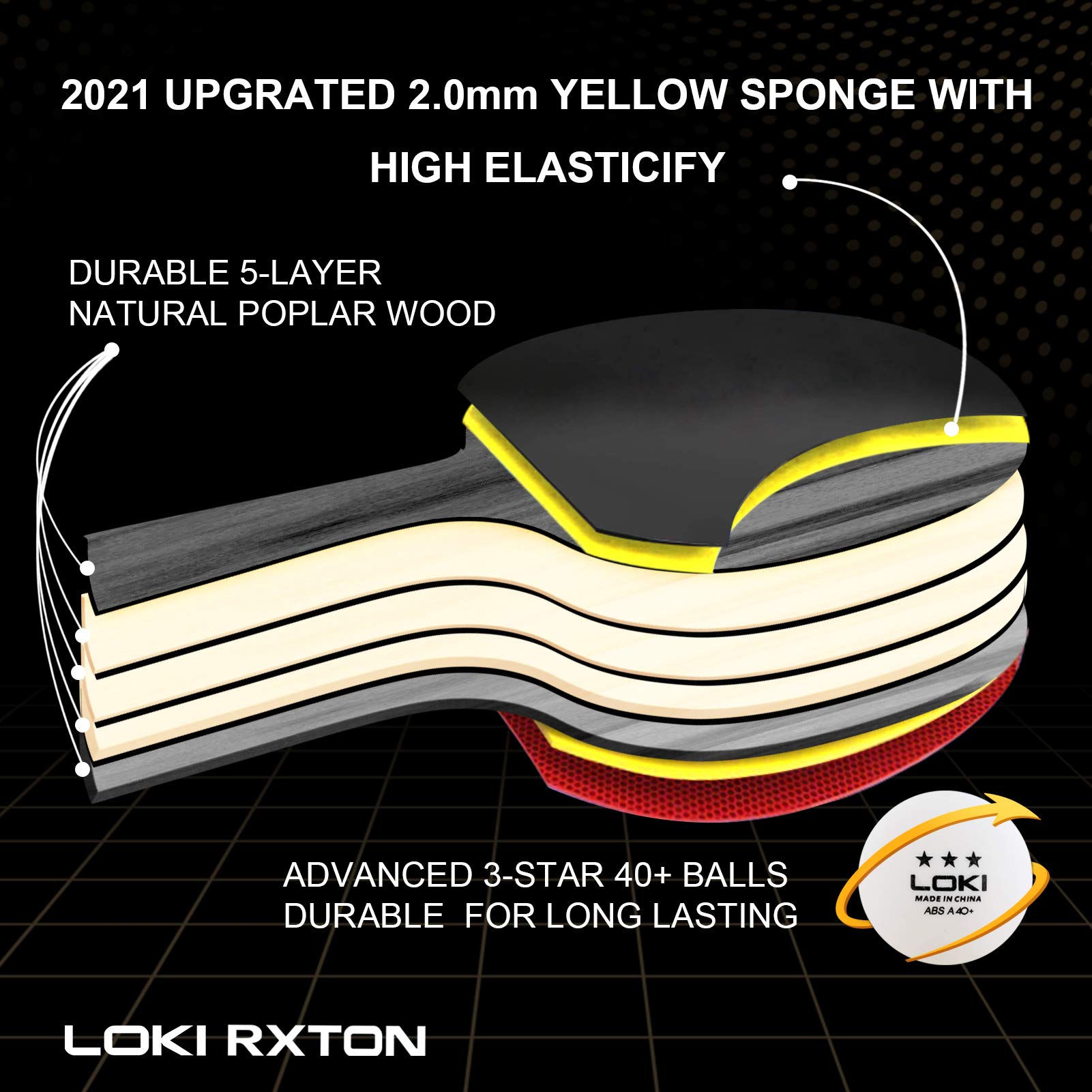 Amazon.com : LOKI RXTON Ping Pong Paddle Set, 2-Player Table ...