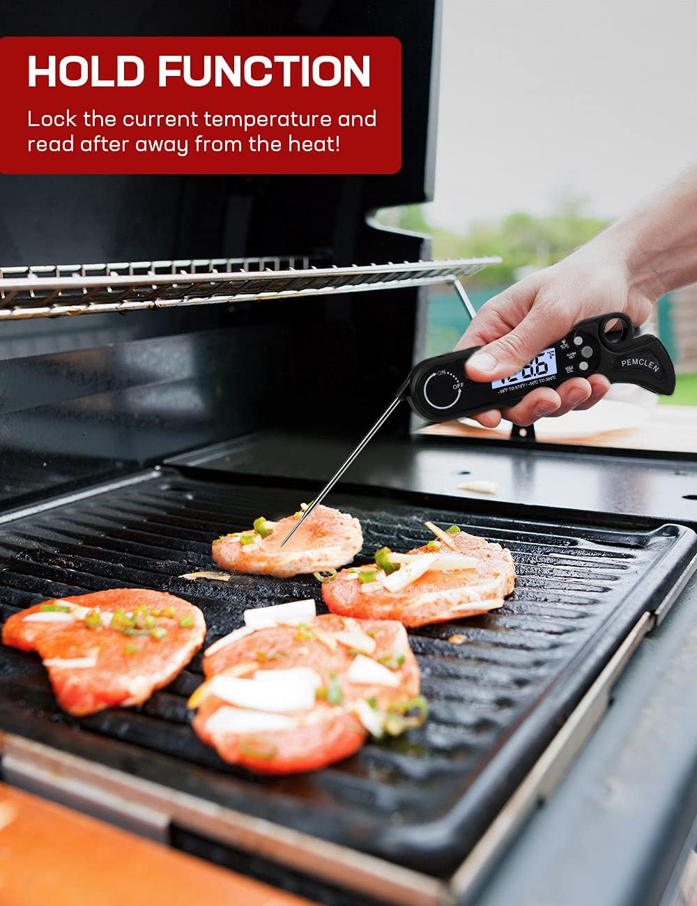 review Meat Thermometer, Food Thermometer with Dual Probe & Backlight & Magnet & Calibration, Digital Meat Thermometer for Cooking, Kitchen, Deep Frying, Grilling, BBQ, Candy, Turkey (Black)