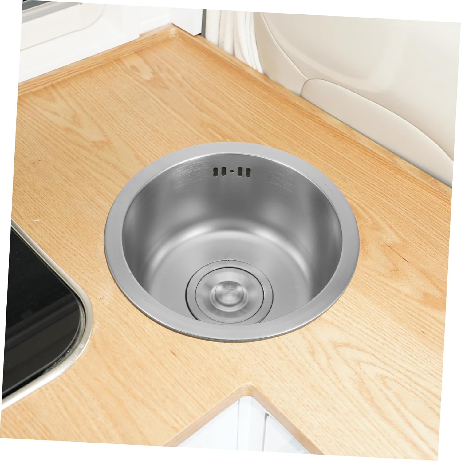 Round Stainless Sink Undermount Kitchen Sink Bowl Drain Overflow for Rv Bar Restaurant Commercial