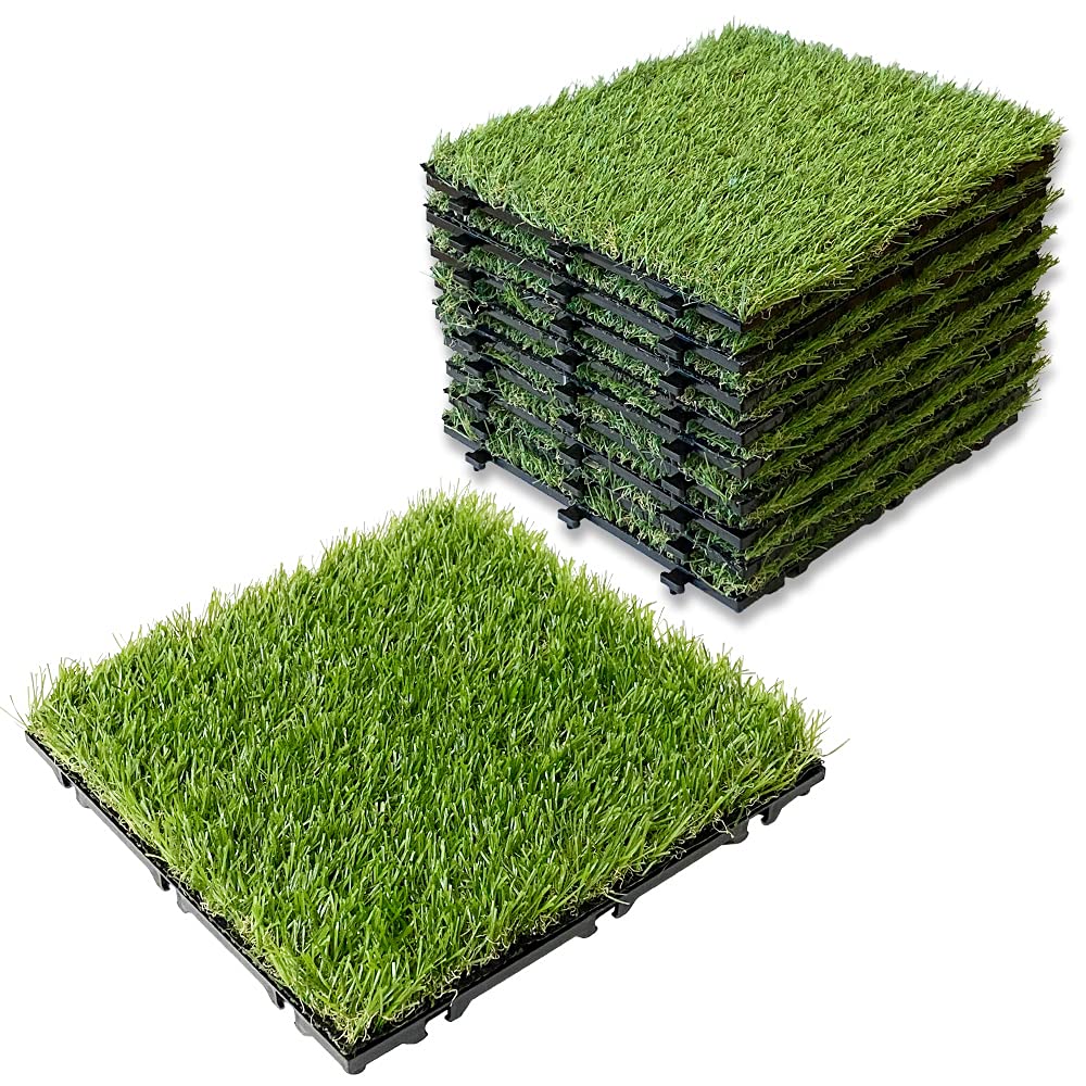 Amazon | プロテック リアル 人工芝 ジョイント タイル 芝丈27mm 10枚