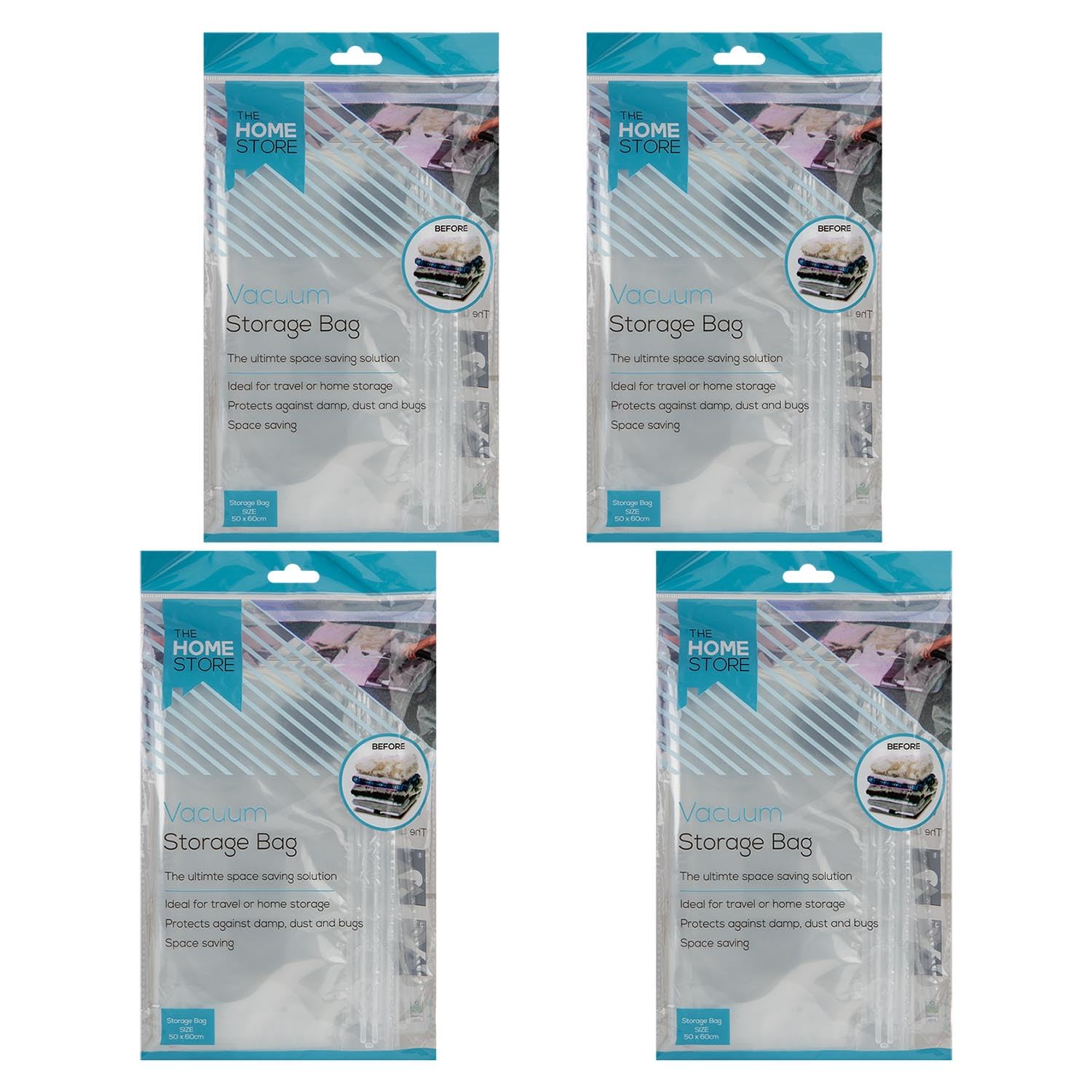 VFM e-Store - Vacuum Bag for Home Great for House Cleaning, Chores - 50cm X 60cm Clear X 4