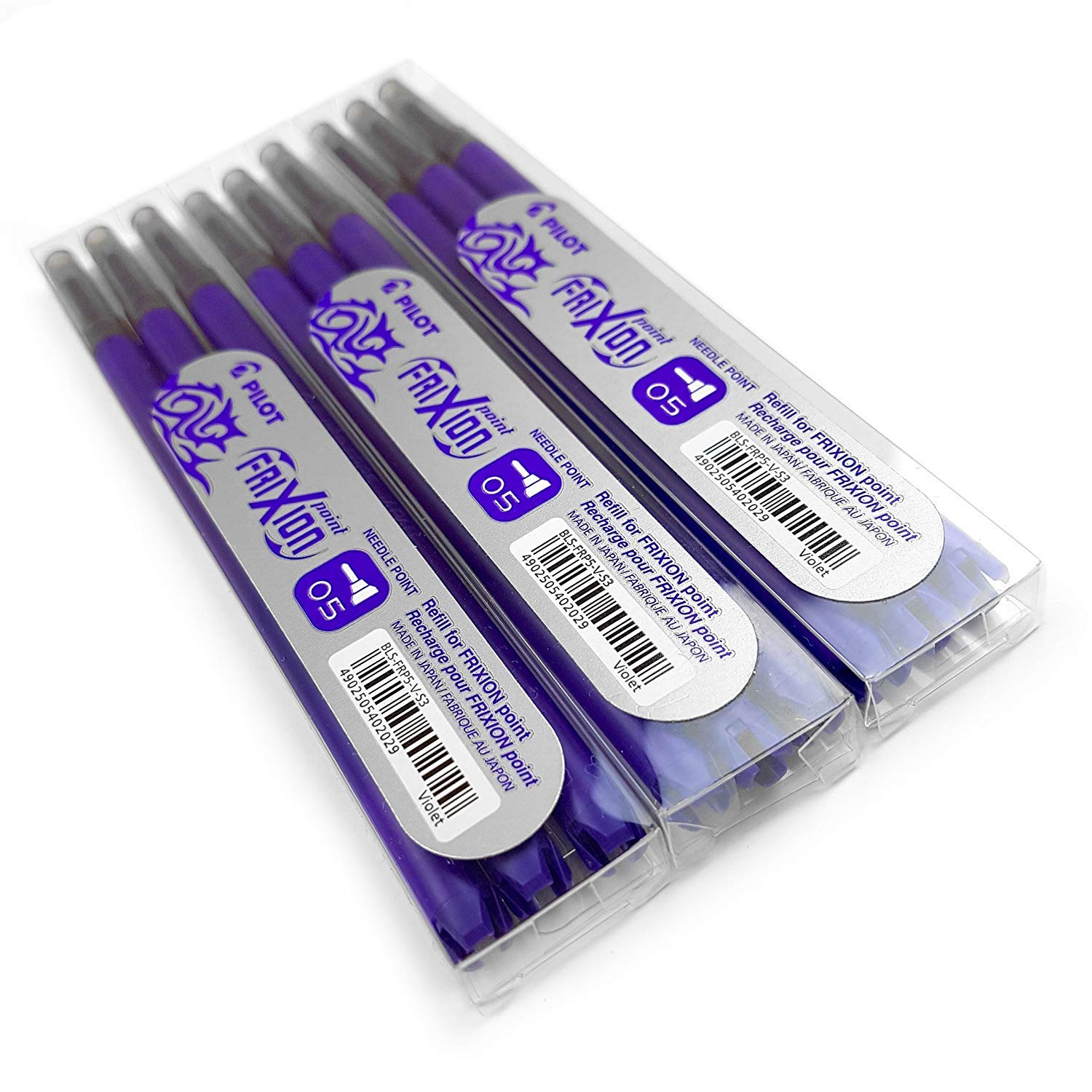 Frixion Point - Ultra Fine Erasable Rollerball - Pack of 9 Refills - Purple - 0.5mm