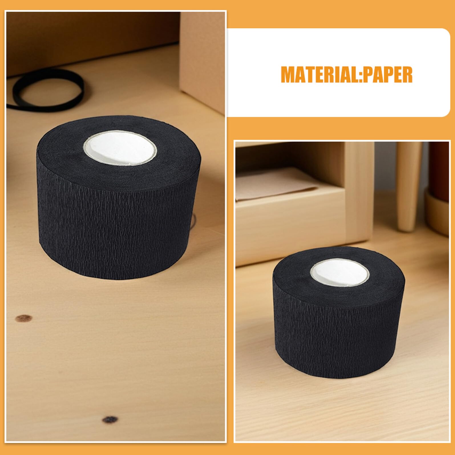 Baluue 10 Unidades Rollos de Papel Crepé Elástico Negro Cuello de Peluquería, Protector Desechable y Transpirable, Piel en Corte de Pelo y Permanente