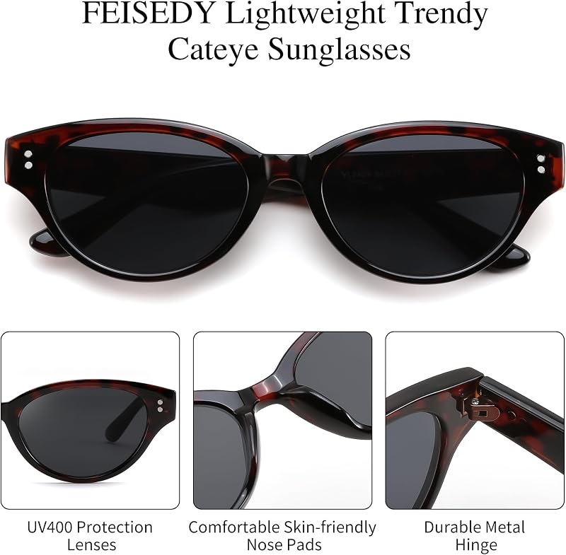 FEISEDY Retro Oval Cat Eye Sunglasses for Women UV400 Protection B0419 image 5
