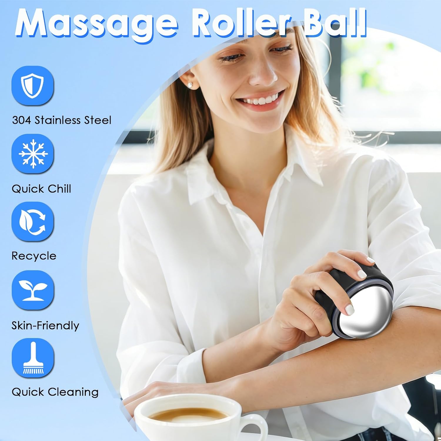 Massage Ice Roller Ball - Cold & Heat Therapy Roller for Deep Tissue Massage Pain Relief, Plantar Fasciitis Roller (Set of Three)