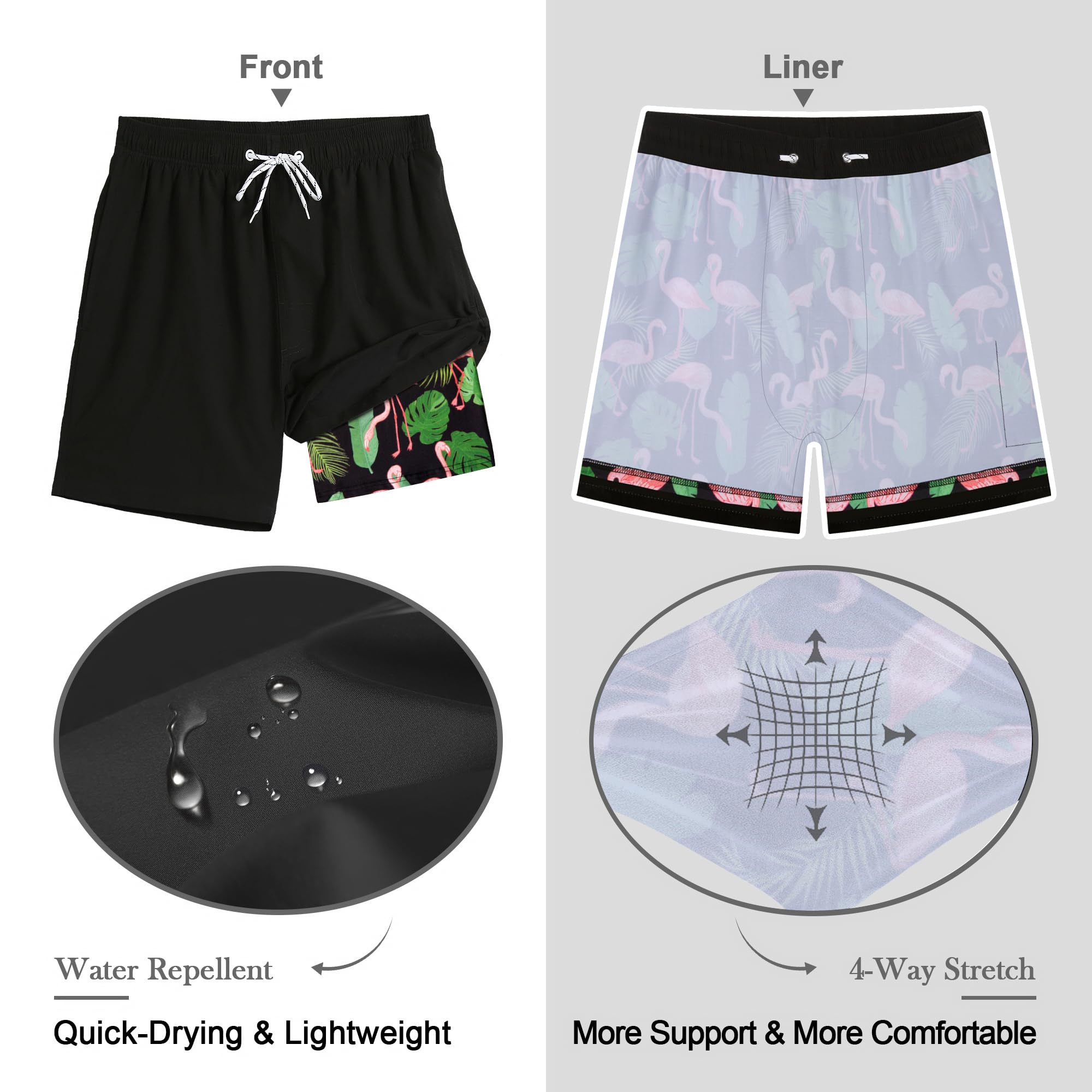 APTRO Costumi Pantaloncini da Bagno Uomo Mare Surf Piscina Stampa Hawaiana Estiva Grande Asciugatura Rapida con Fodera in Rete