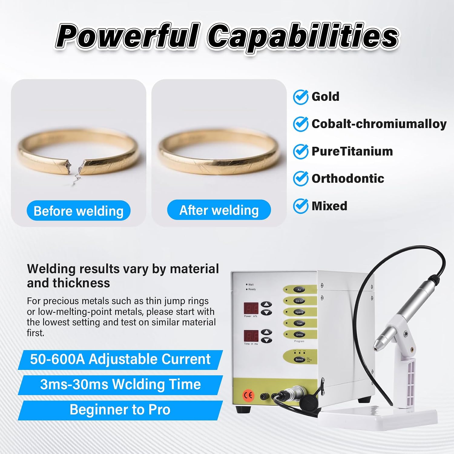 Jewelry Automatic Spot Welding Machine, Portable Handheld Welding Machine With LCD, 110v Permanent Jewelry Welder Kit For D I Y Jewelrys Repair Gold And Hardware Workpiece