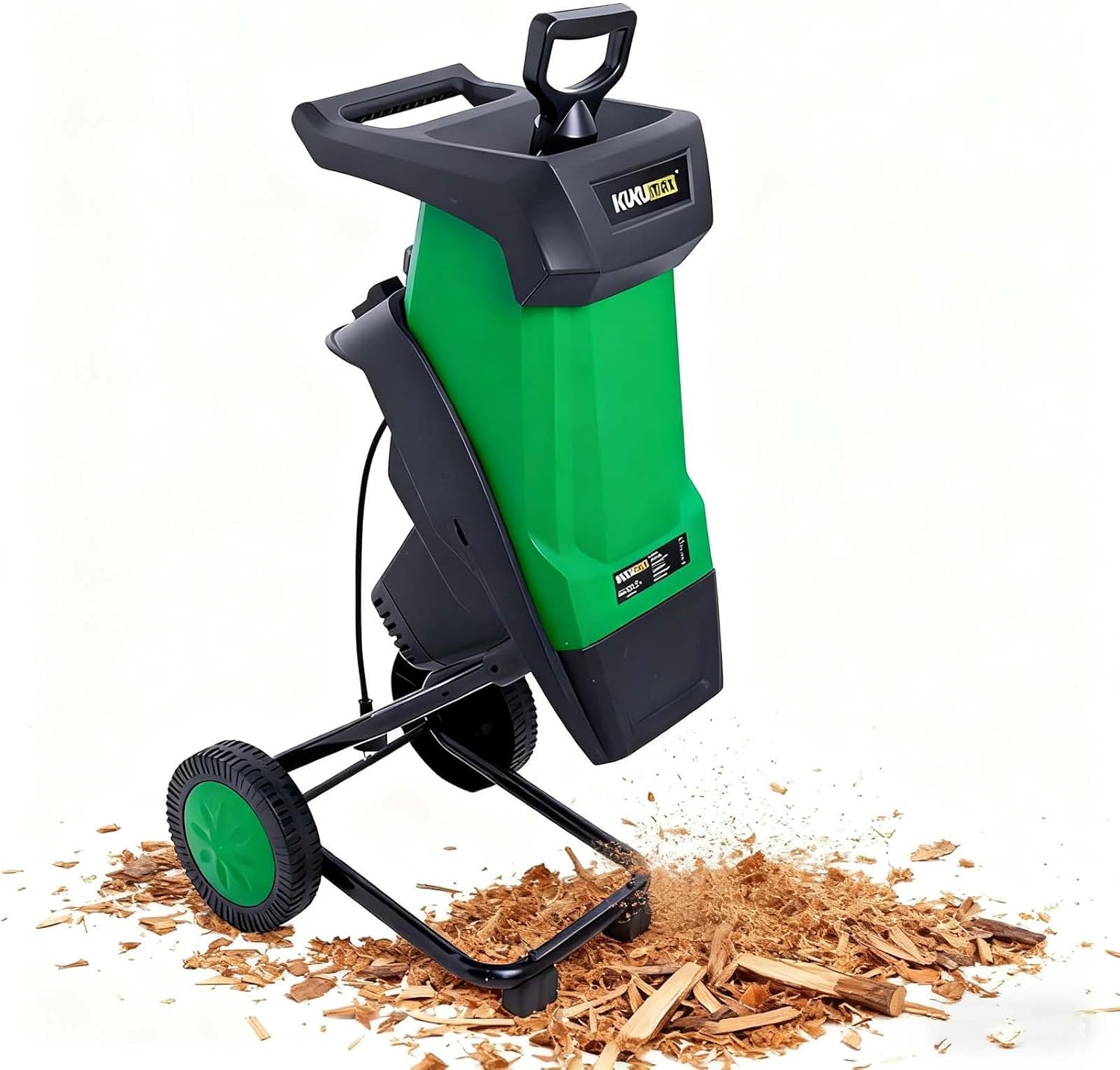2400W Electric Garden Shredder, 40mm Branch Wood Chipper & Portable Mulcher with 50L Collection Bin, Ideal for Lawn Care & Garden Debris Disposal, Safety Features Included