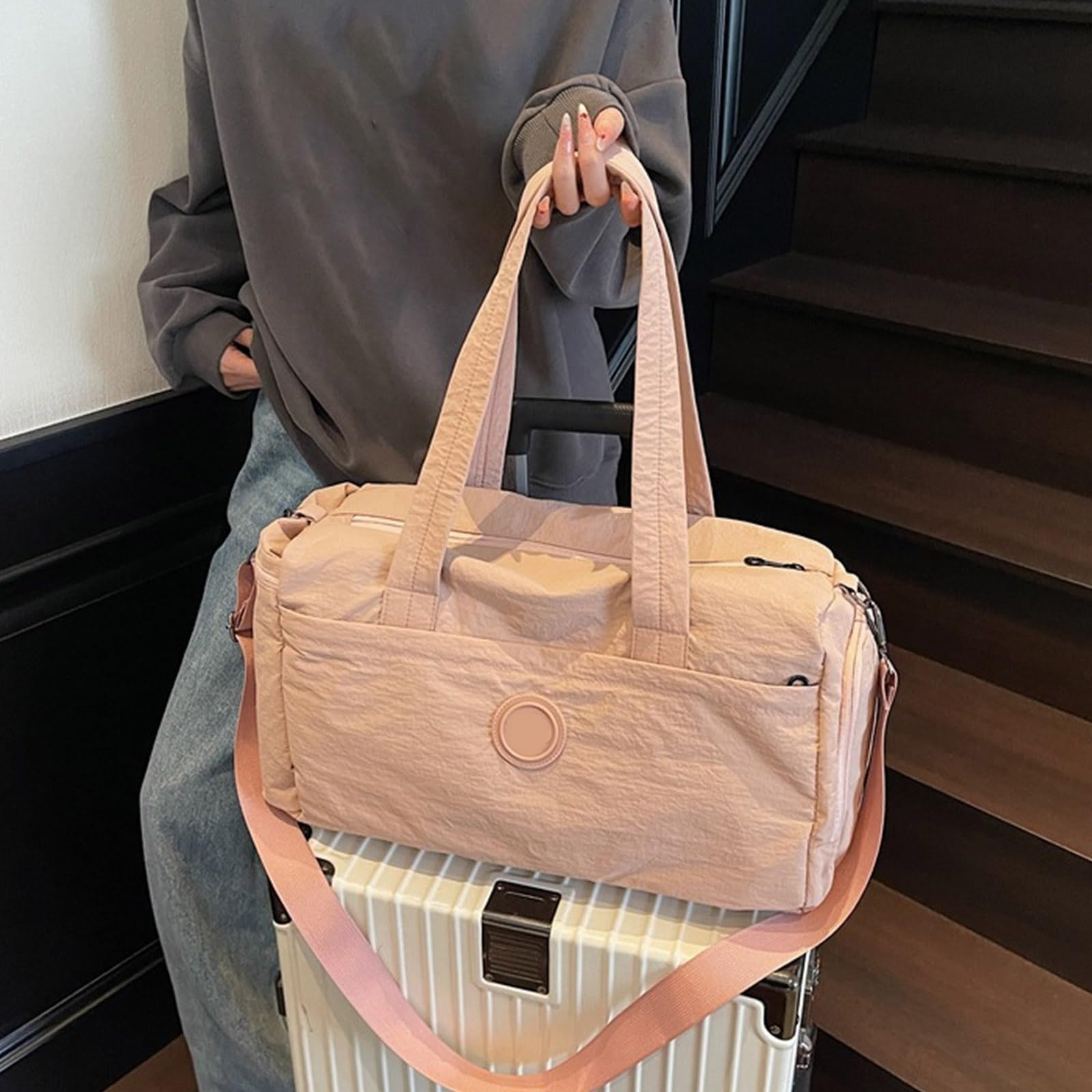 Bolsa de gimnasio con compartimento para zapatos, bolsa de entrenamiento, bolsa de deporte, bolsa de viaje de gran capacidad, bolsa de fin de semana, Pink