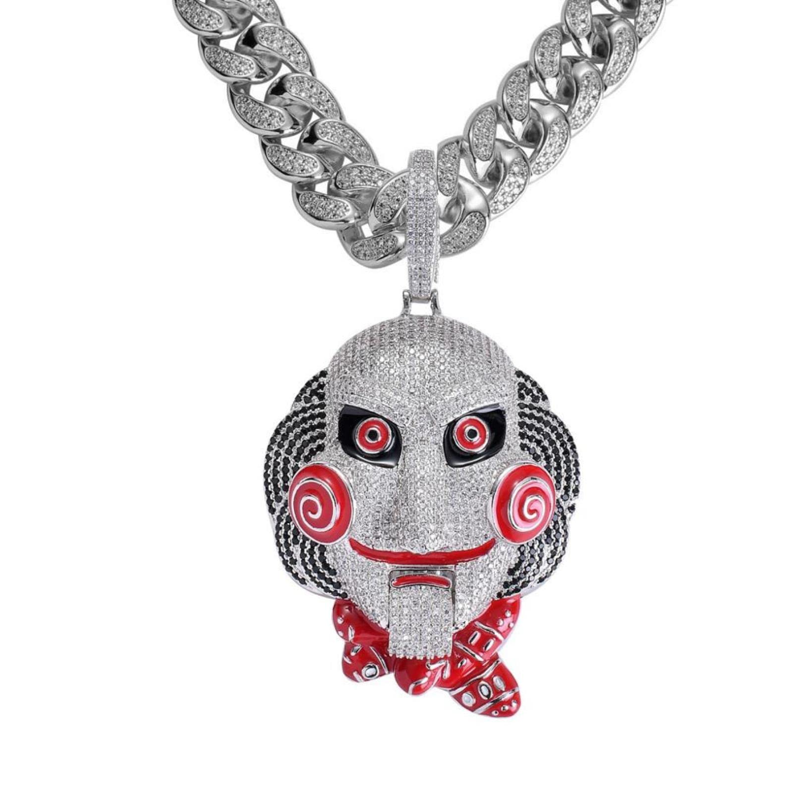 zxcs Hip Hop Chunky Catena Clown Collanes Collane e Pendenti Gioielli Collana-Silver Plated,18 inch Cuban Chain
