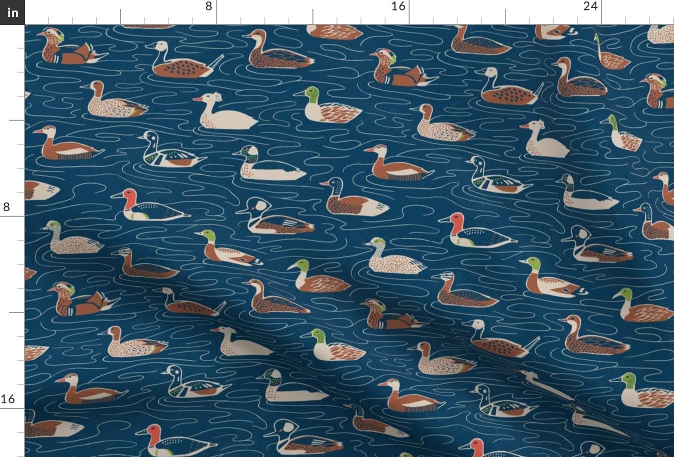 Spoonflower Fabric - Duck Swimming Aquatic Bird Rustic Printed on Minky Fabric by The Yard - Sewing Baby Blankets Quilt Backing Plush