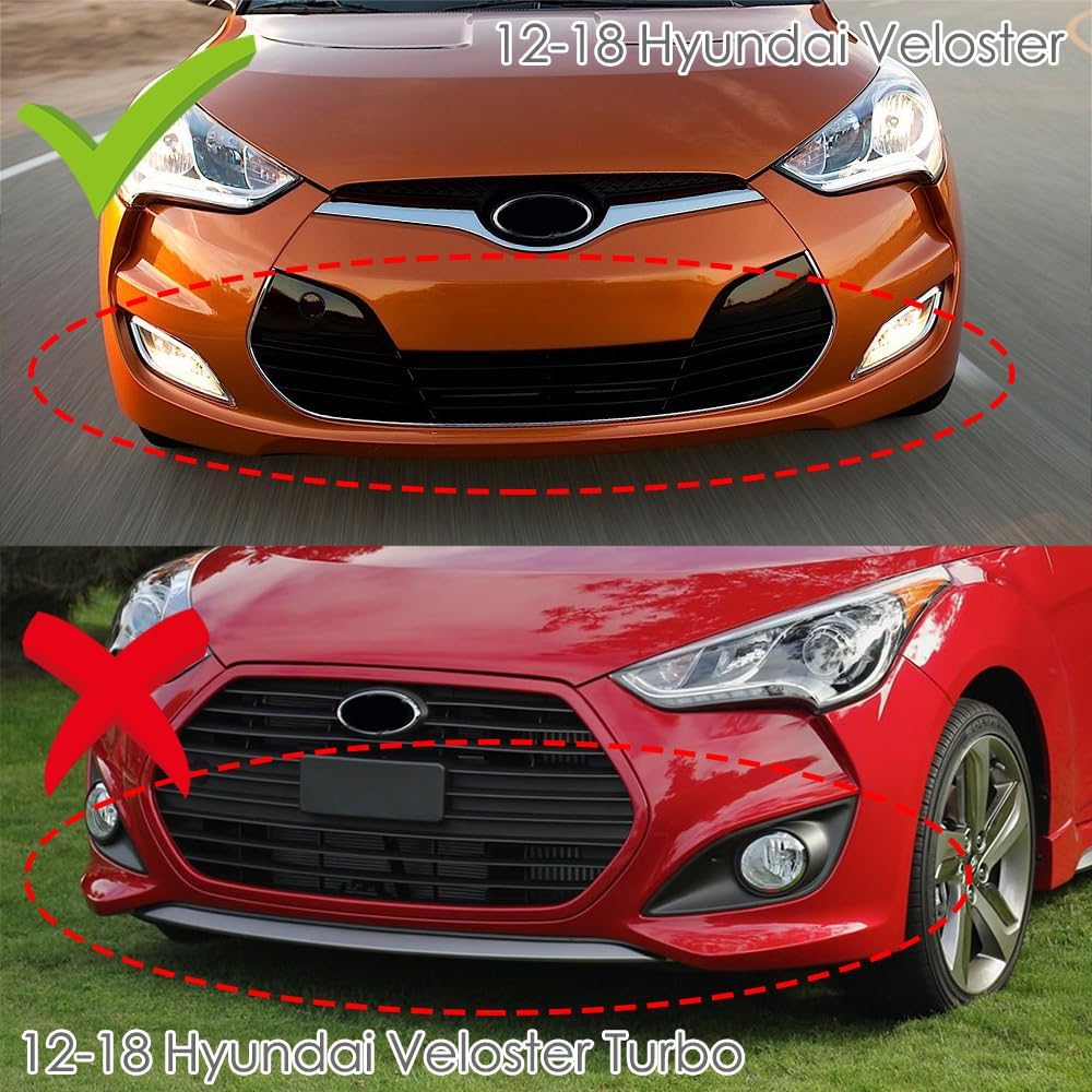 Q1-TECH, 5PCS Front Bumper Lip + Side Skirt Rocker Winglet Canard Diffuser Wing Compatible with 2012-2017 Hyundai Veloster Base Model, Front Lip Spoiler Air Chin Body Splitter ABS (Painted Carbon)