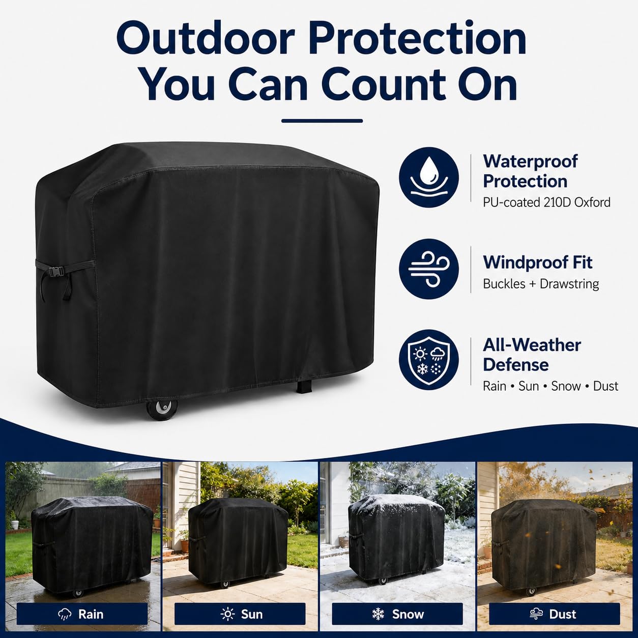 Funda Barbacoa para Broilmaster BSB B Series 2026+, Exterior Impermeable 210D Oxford Cubierta Universal para Parrilla, Anti-Viento con Cordón Ajustable