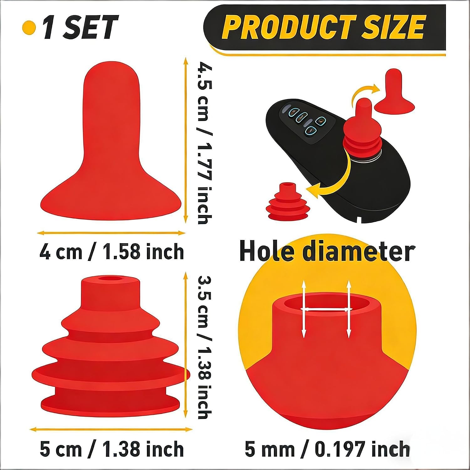 2 Packs Wheelchair Joystick Knob, Hard & Soft Grips Universal Joystick Button Cap Cover for Electric Wheelchairs and Mobility Scooters (2 Pack-Red)