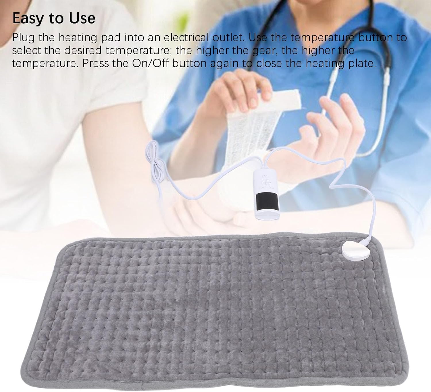 Electric Heating Pad 9 Gears Temperature Control Portable Body Warming Mat for Home Office (US Plug 100-120V)