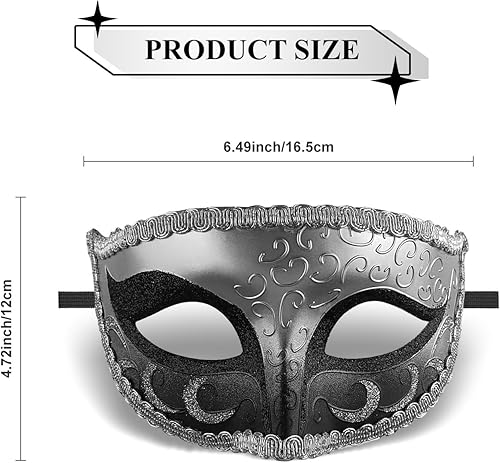 Miniatura 2 de HyperFun Máscara de mascarada para hombre, clásica, vintage, veneciana, ligera, suave, especialmente para disfraces, fiestas temáticas
