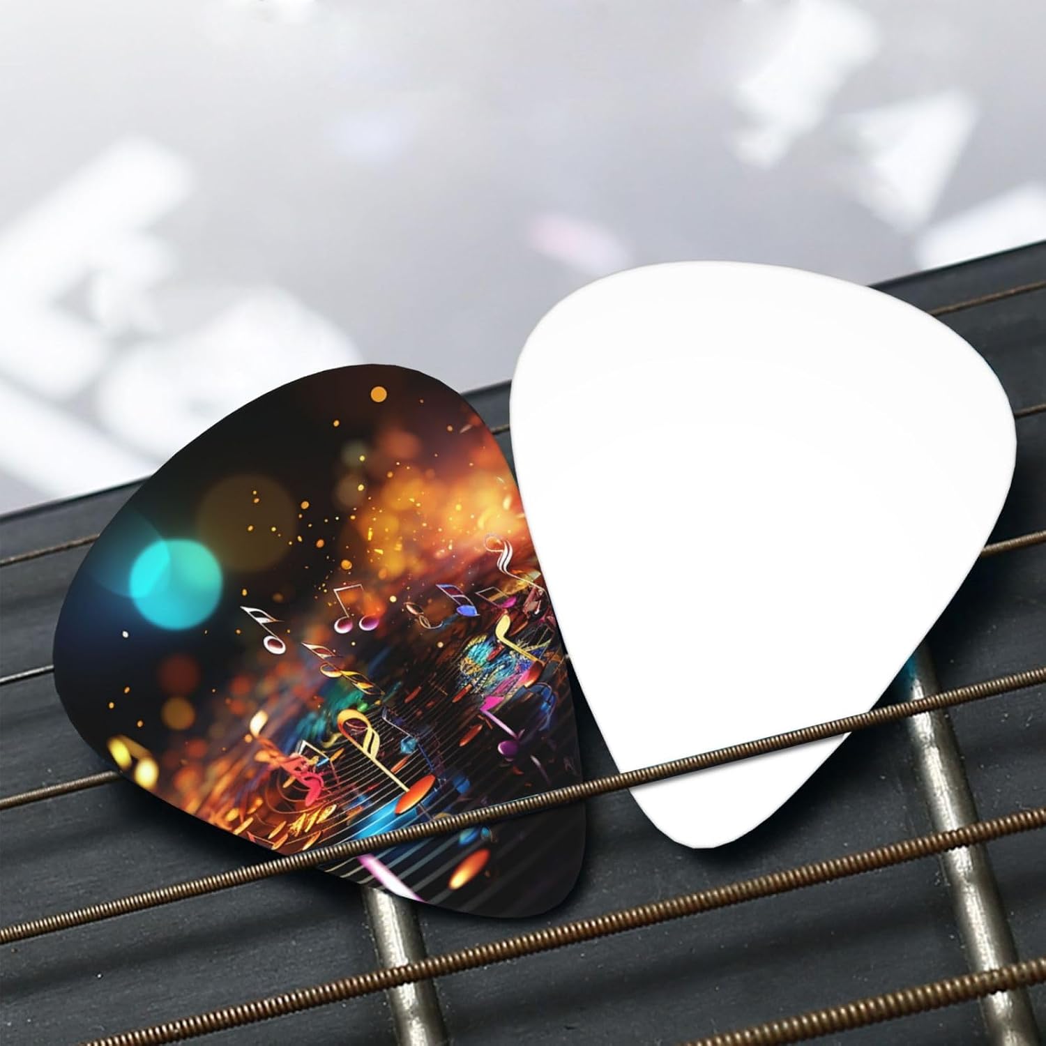 12 Pack Guitar Picks with Organizer Storage Box 3 Different Thickness Thin, Medium, Heavy Guitar Picks for Acoustic Guitar Pic Colorful Music Notes Bass Picks Plectrums for Guitar Accessories image 5