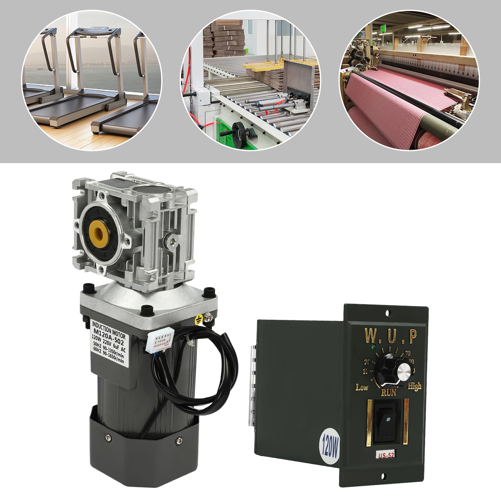 Motoriduttore, 120 W, 80 K, con regolatore di velocità, 1350 giri/min, velocità di rotazione regolabile con regolatore, motore elettrico da 220 V, per griglia automatica/mixer/porte/finestre