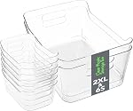 Tiawudi Set of 8 Clear Plastic Storage Bins, 2 Extra Large and 6 Small Storage Containers for Pantry Organization, Multi-Use Organizer Bins for Home, Kitchen, Cabinet, Bathroom, Fridge & Freezer