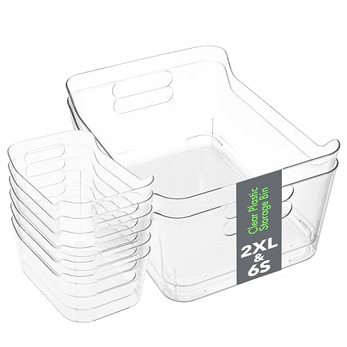 Tiawudi Set of 8 Clear Plastic Storage Bins, 2 Extra