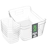 Tiawudi Set of 8 Clear Plastic Storage Bins, 2 Extra Large and 6 Small Storage Containers for Pantry Organization, Multi-Use Organizer Bins for Home, Kitchen, Cabinet, Bathroom, Fridge & Freezer