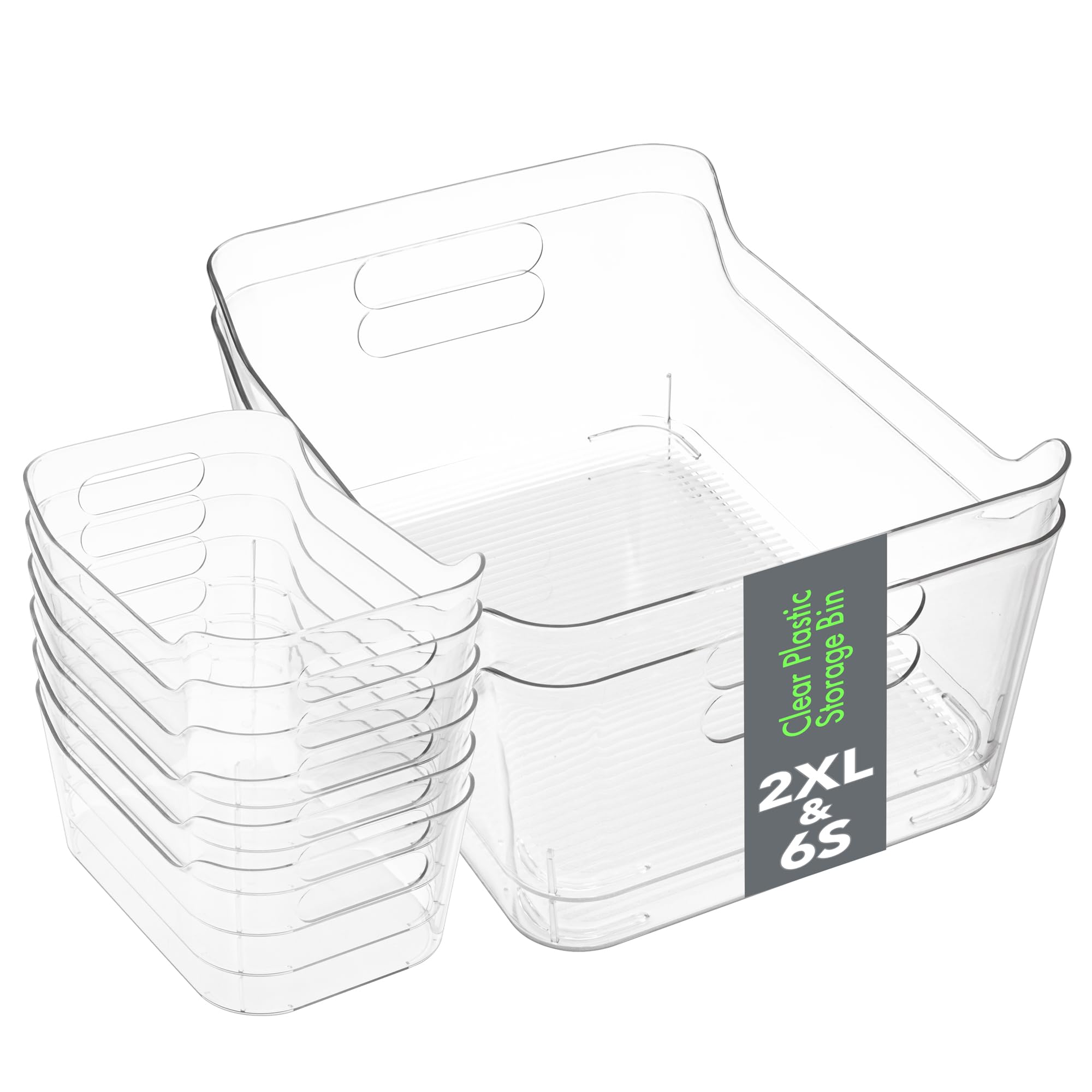 Tiawudi Set of 8 Clear Plastic Storage Bins