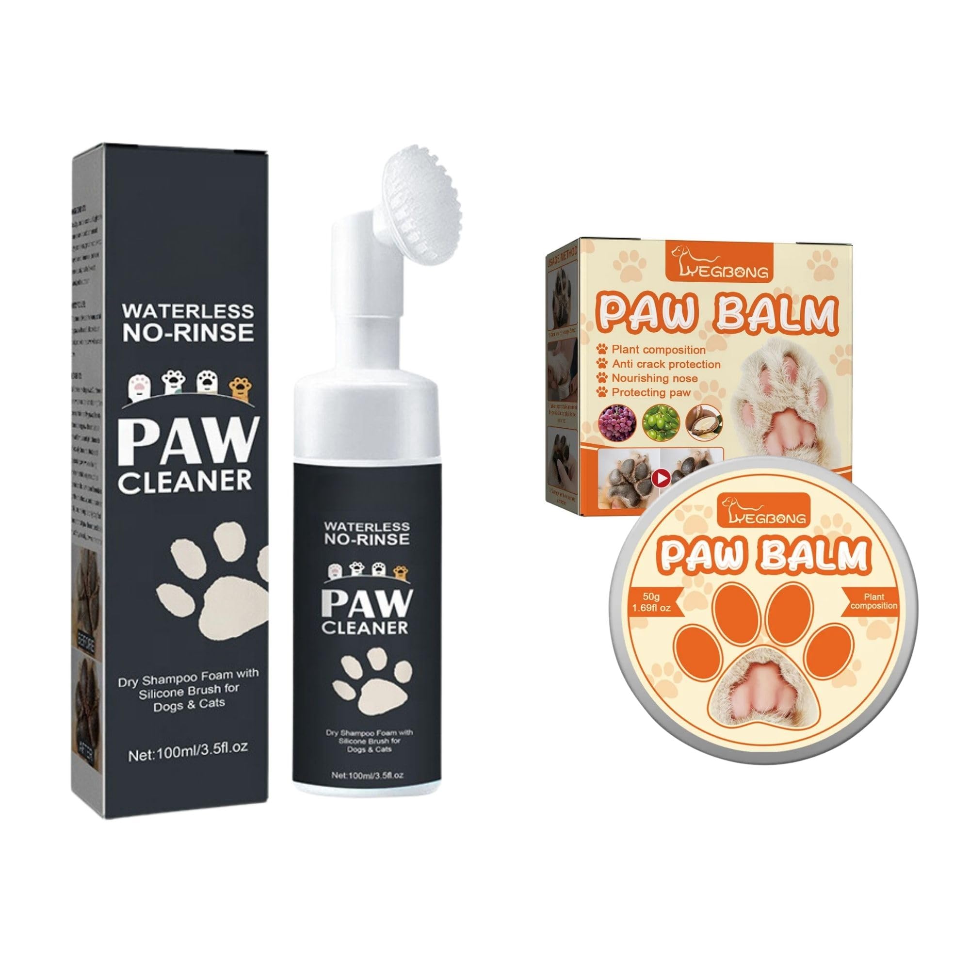 Seldara Pack Limpiador Patas Perro más Bálsamo Almohadillas Perros, Ecológico, Natural, También para Gatos (Cepillo + Bálsamo)