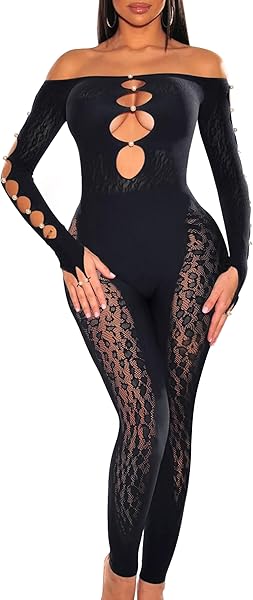 ZileZile Sexy Transparente Off Shoulder Jumpsuit