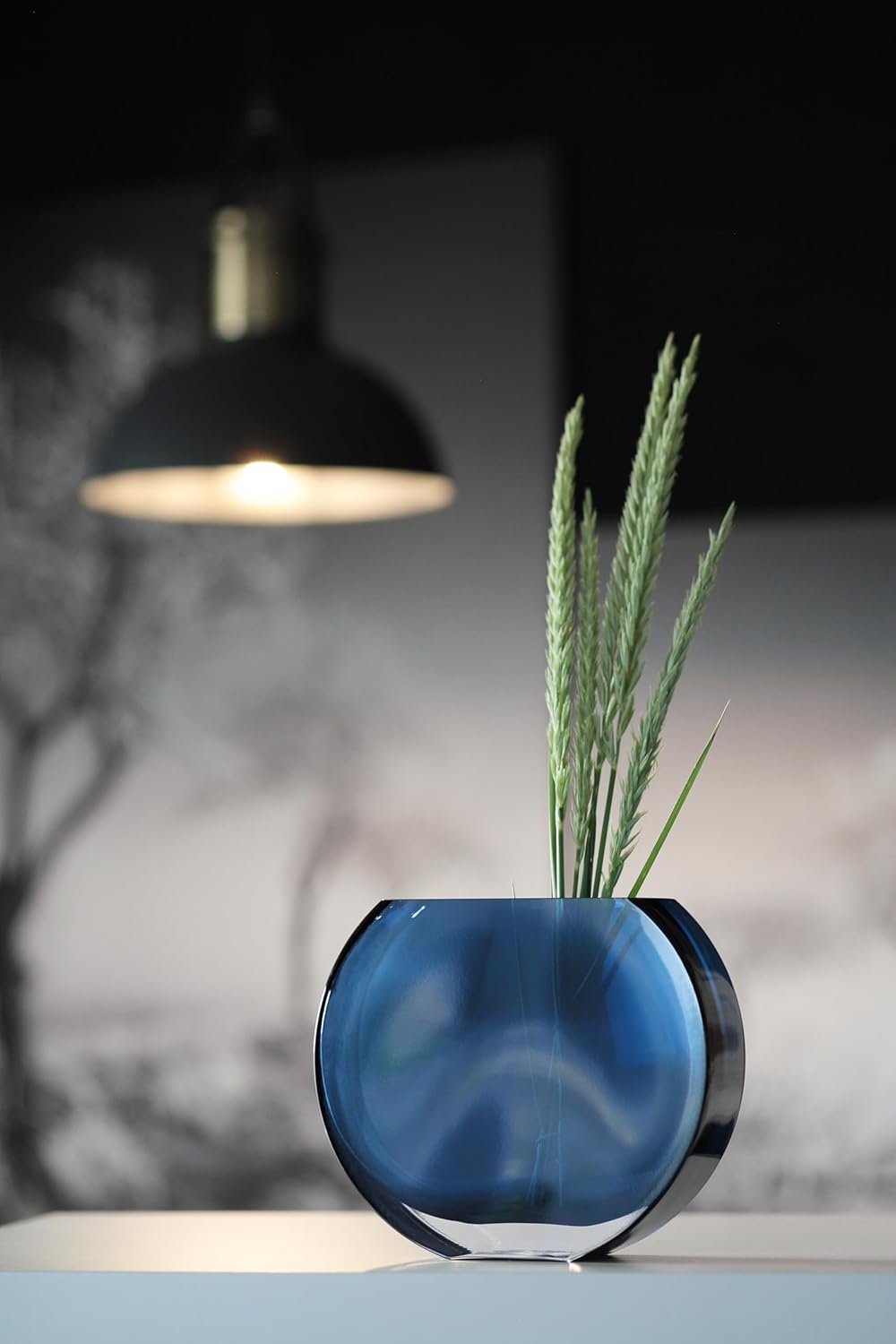 Glass - Vase - Blue - Teal - Round - 7.25" Long - Heavy Durable - Made in Europe - by Barski