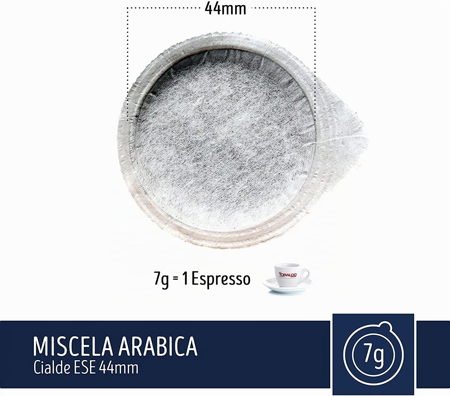 450 CIALDE CAFFE TORALDO MISCELA 100% ARABICO Filtro-carta 44 mm ese