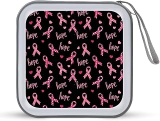 Storage Disc Wallet Bag Breast Cancer Ribbons Awareness Hope Love 40 Capacity CD/DVD Case Holders Organize CDs DVDs Hard Plastic DVD CD Wallet Holder