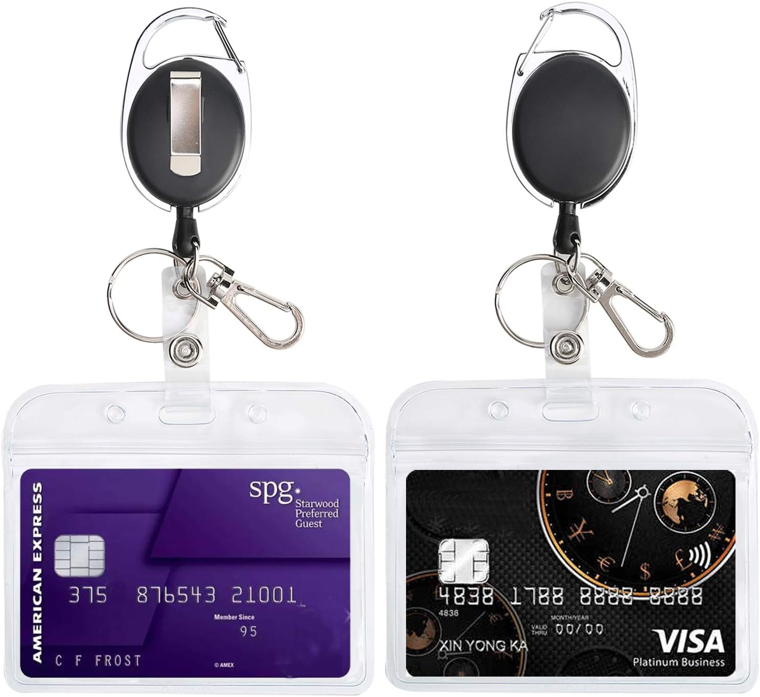 Retractable Badge Holder Reel Clip ID Card Holders with Horizontal Badge Holders