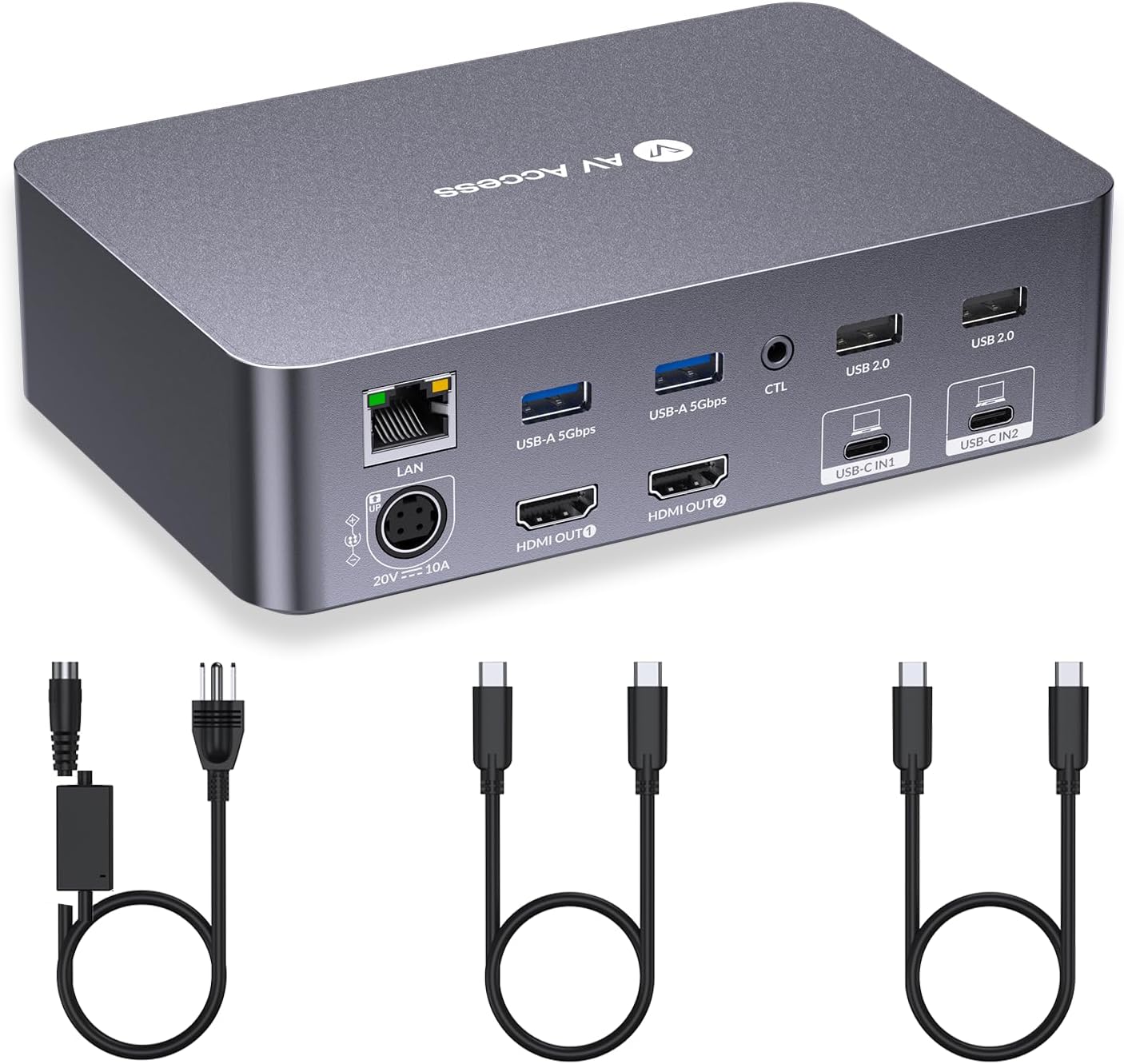 KVM Switch Dock 2 Monitors 2 Laptops, 4K KVM Switch Dual Monitor, 2 USB-C MST Ports, 60W PD for Each PC, 1G Ethernet, EDID Emulation, 2K@144Hz, 1080P@240Hz, Ideal for Home Office & Gaming
