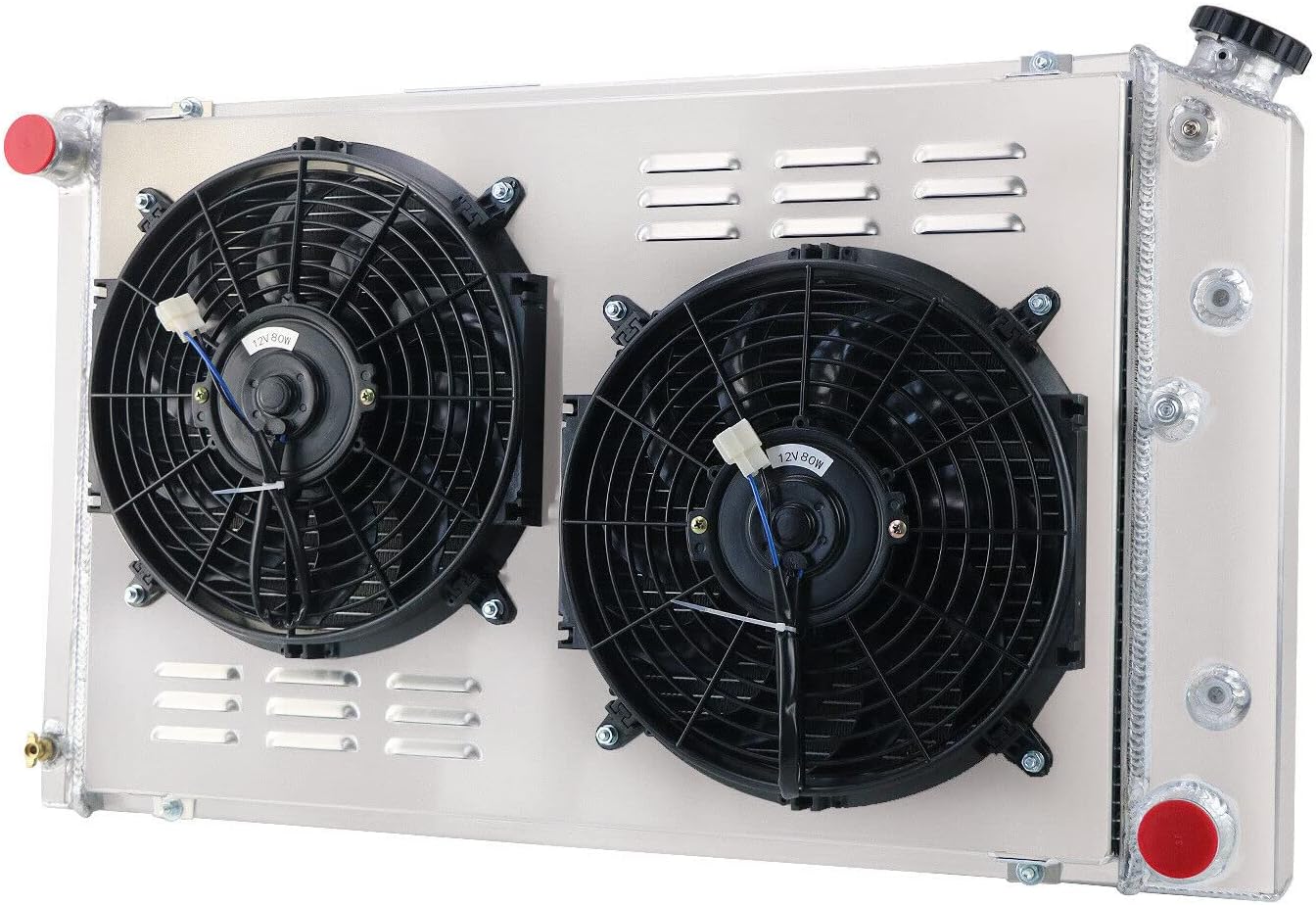ReadyCool 4 Row Aluminum Radiator Shroud Fan for Chevy Camaro Blazer 1970-1981, Monte Carlo El Camino Impala 1978-1987, Chevy GMC C/K/G Series C10 C20 C25 C3500 Nova Buick Regal