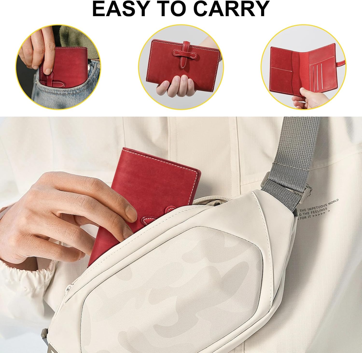 Leather Passport Holder for Travel Women Men, RFID Blocking Card Slot, Top-Grain leather with Magic Buckle, Boarding Pass Pocket,Retro Passport Wallet,Red - Image 7