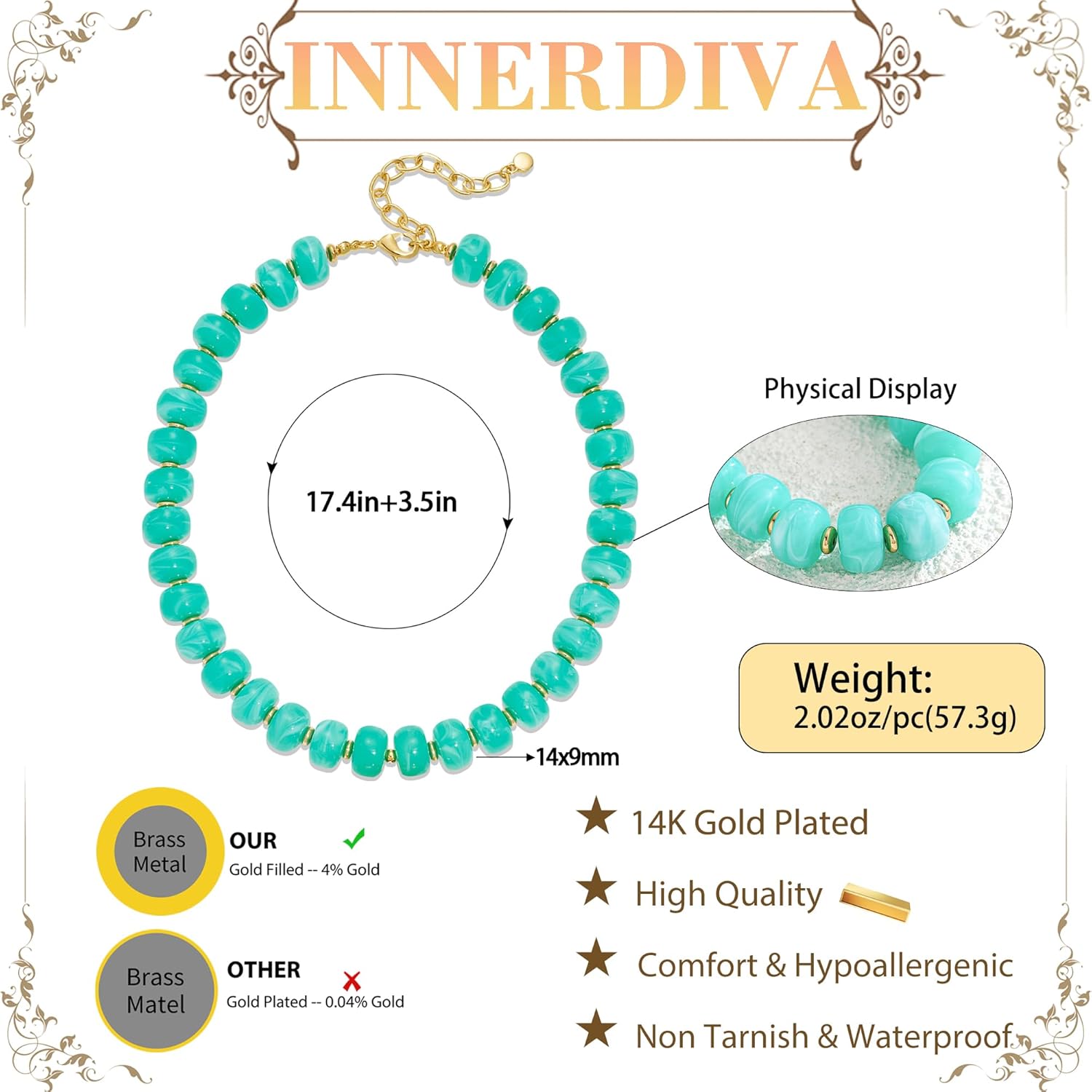 Chunky Beaded Necklace for Women Trendy Statement Big Colorful Resin Bead Choker Necklaces Summer Beach Boho Charm Jewelry Cute Gifts for Love - Image 4