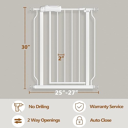 Miniatura 2 de Fairy Baby Puerta pequeña y estrecha para bebé, para puertas, escaleras, pasillo, 25-27 pulgadas de ancho, montada a presión, puertas de seguridad