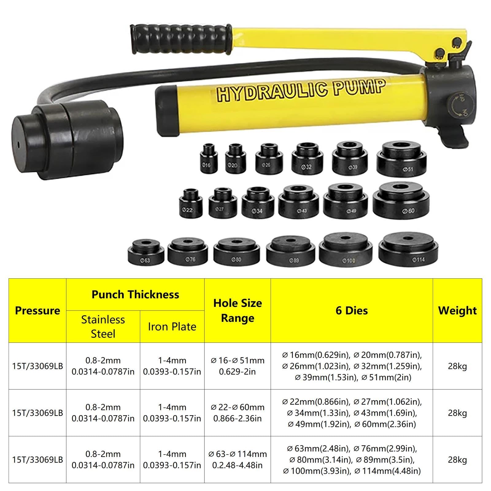 Kit Punzadora Hidráulica Manual Punzonadora Chapa De 15 Ton 6 Matrices