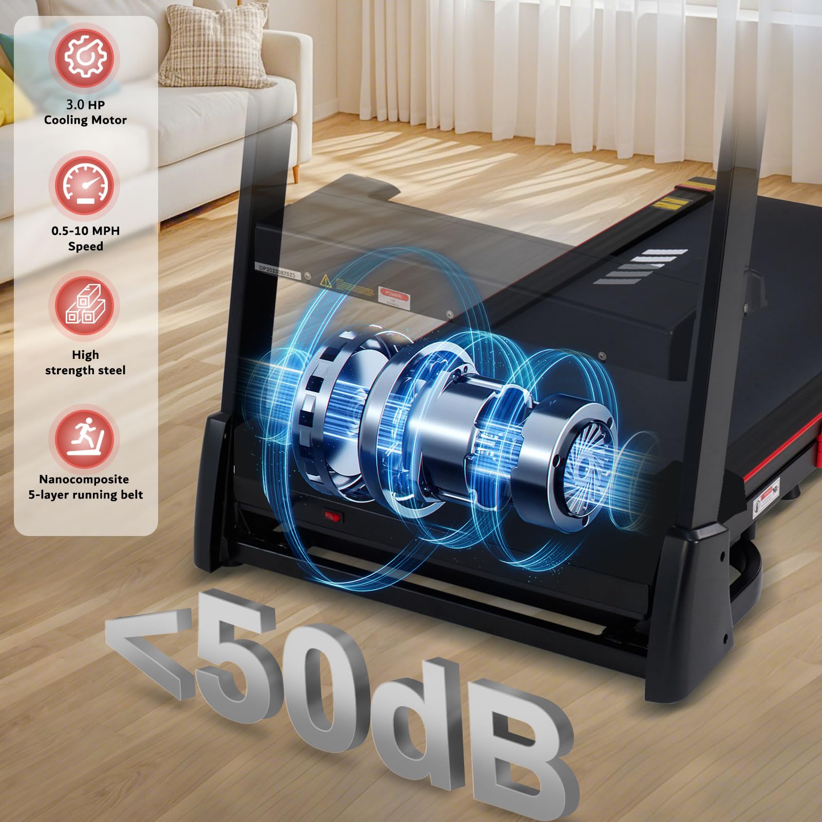 15% Auto Incline Treadmills for Home, 10 MPH Speed, 3.0 HP Foldable Treadmill, 18" Wider Belt, 36 Programs, Running Treadmills for Home with Bluetooth APP