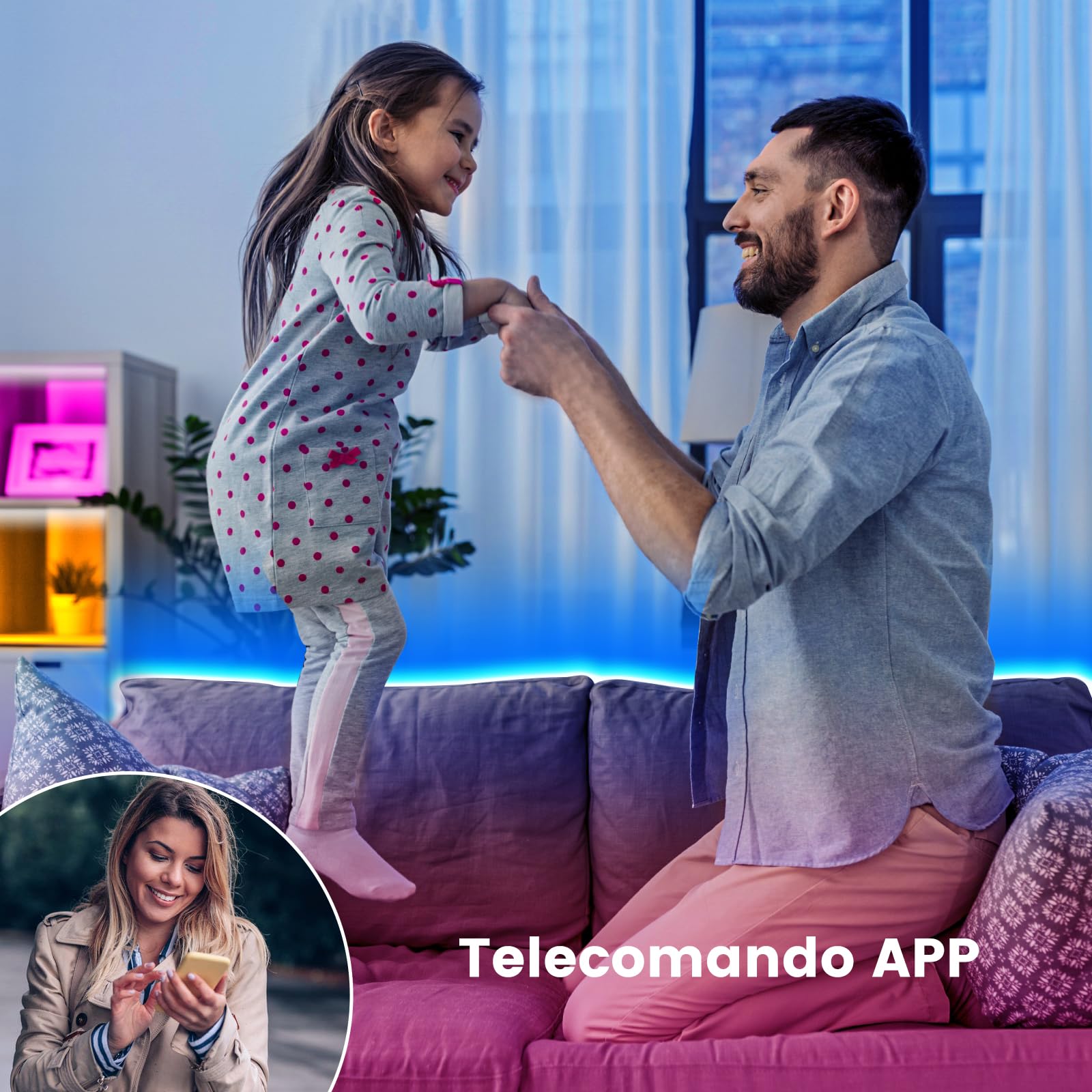 Beaeet Striscia Led 20 Metri,Strisce Led Rgb con APP Bluetooth e Telecomando,Strisce led Sincronizzazione Musicale,la Adatto per Interni,Feste e per la Decorazioni per la Casa