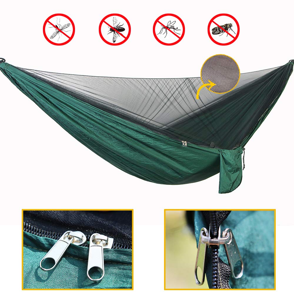 Tragbares Camping-Hängematten-Set, Einzel-Doppel-Hängematte, Insektennetz, Schattenzelt, hochfeste Fallschirmtuch-Hängematte