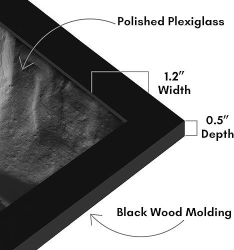 Vista 153 de Americanflat - Marco para póster de 71 x 74 cm con plexiglás pulido, portarretratos negro de madera industrializada, Epic Collection, marco ancho