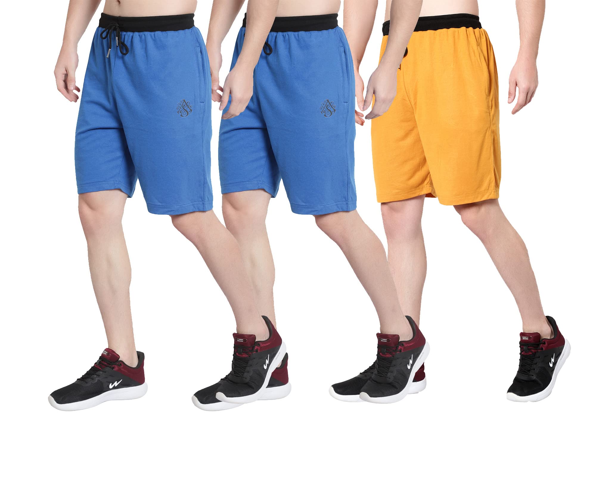 dia a dia Men's Running Shorts for Gym, Exercise Shorts_Casual Wear Sports Activity Men's Shorts, Regular Shorts Blue, Blue, Mustard (Size_ 4XL, 40 to 46 Inches, Pack of 3)-picture-28