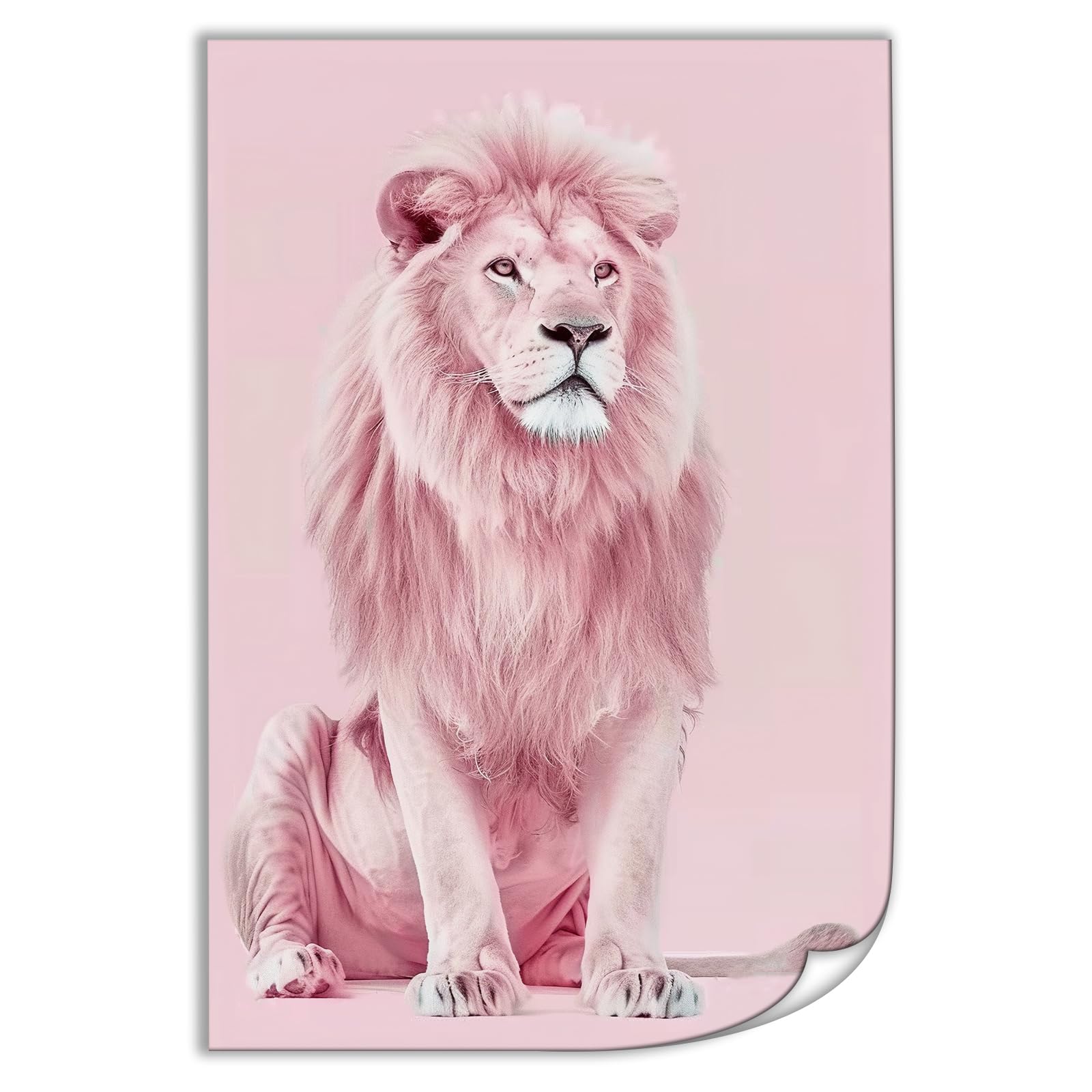 Pink Abstract African Lion Animals Poster Canvas Wall Art Prints Posters for Room Aesthetic Bedroom Living Room Pictures Paintings Wall Decor for Mens