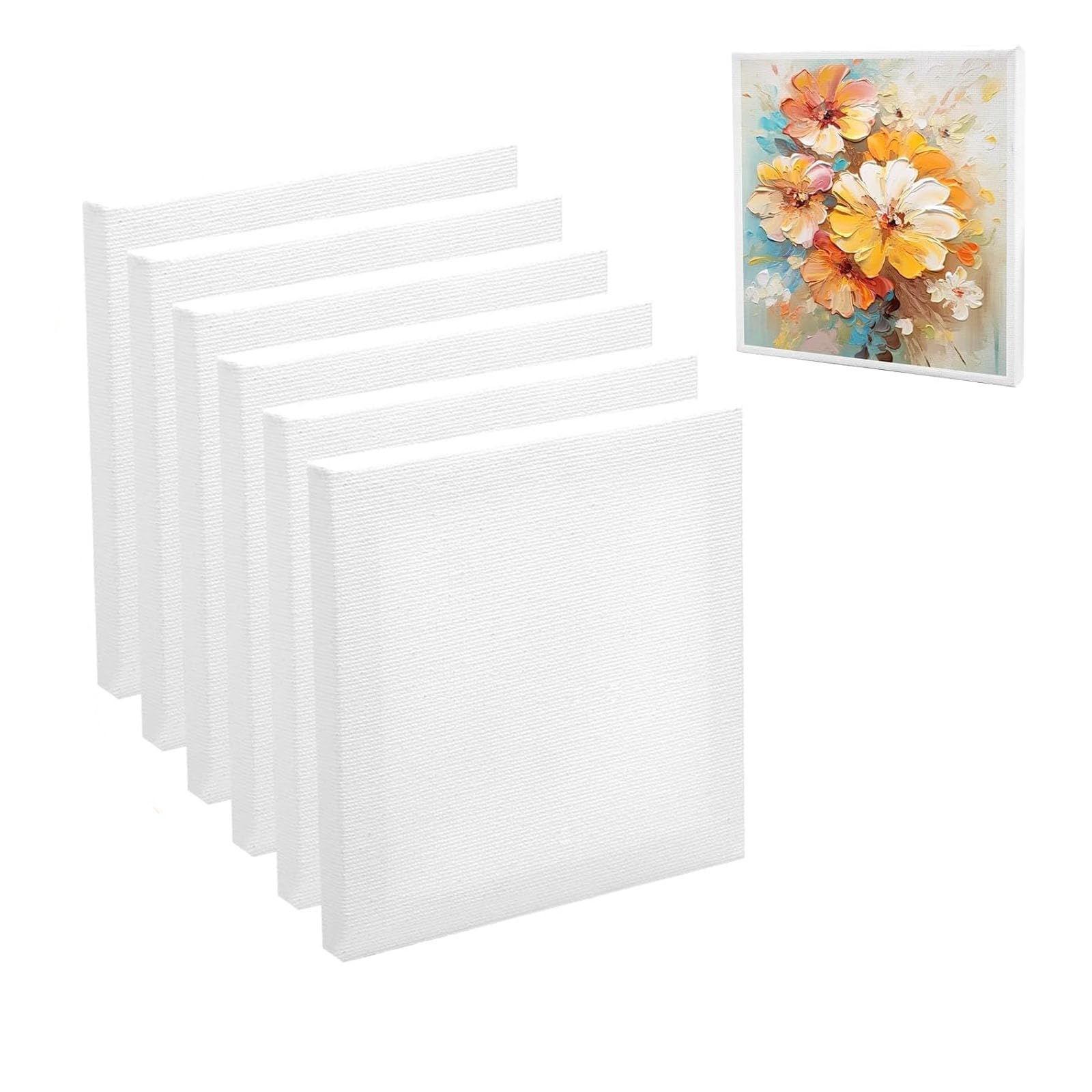 6 PCS Canvas Boards for Painting, 15x15cm Small Canvas 1.4cm Thick Canvases