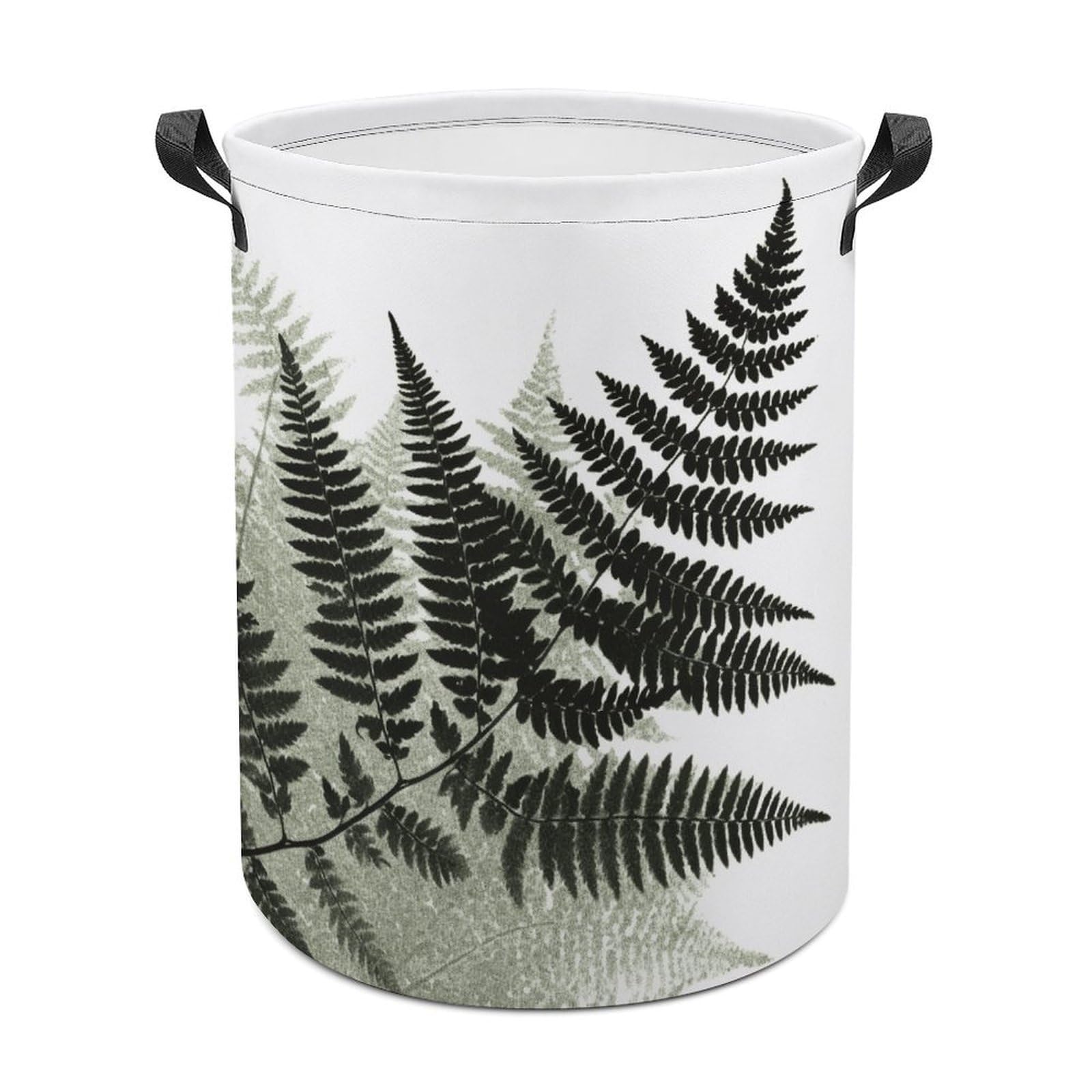 Natural Plant Silhouette Fern Leaf Laundry Basket Large Foldable Laundry Hamper Waterproof Clothes Hamper with Handles Durable Dirty Clothes Storage Bucket for Bedroom Bathroom Laundry Room