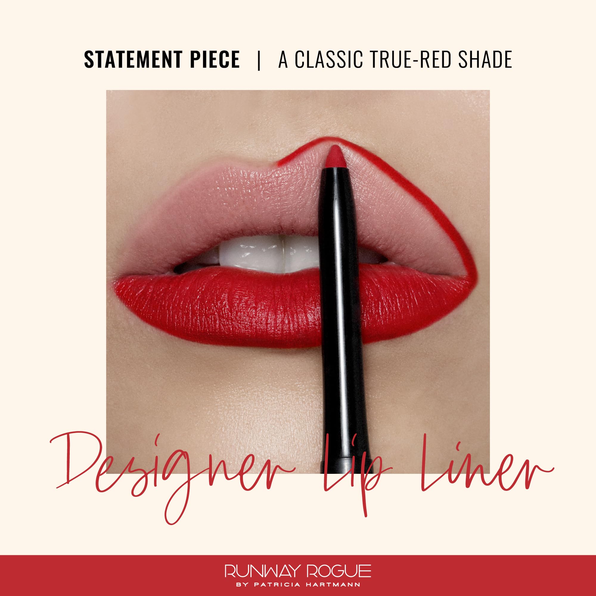 Runway Rogue Lápiz De Labios Designer Liner, Lápiz De Labios Rojo Mate Clásico Y Sacapuntas, 'Statement Piece'