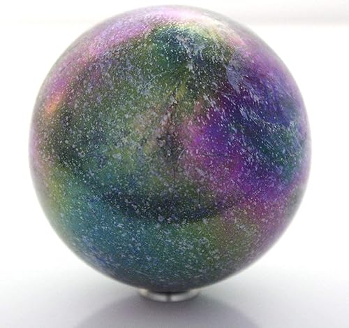 Miniatura 3 de ~Toe Breaker 50mm (2") Júpiter con soporte metálico iridiscente mármol moteado bola de cristal enorme decoración del hogar/relleno de jarrón/acuario