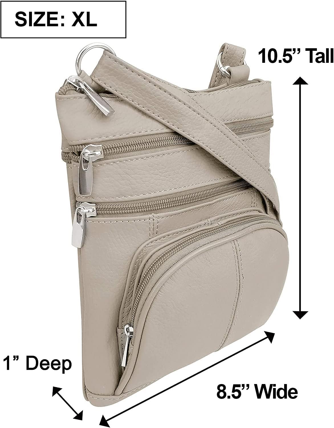 Roma Leathers Genuine X-Large Crossbody Purse, Multi-Pocket, Adjustable Strap, XL - Image 5